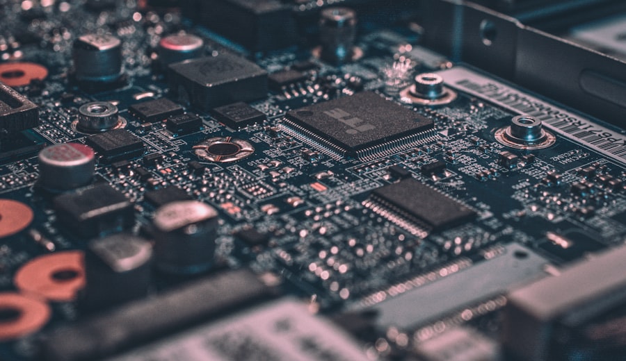 Electronics circuit board closeup